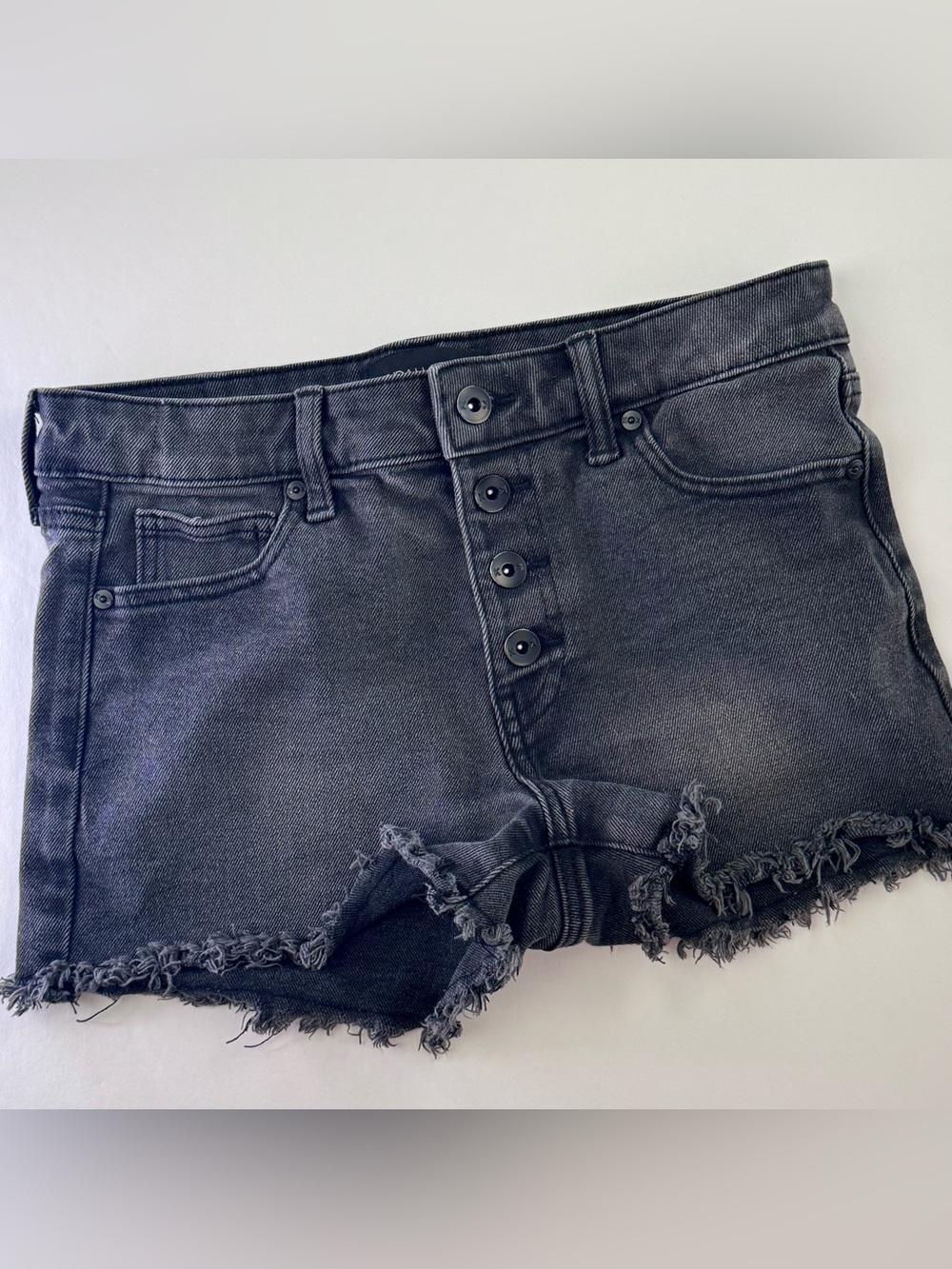 Kendall & Kylie Black Frayed Hem Button-Front Denim Shorts